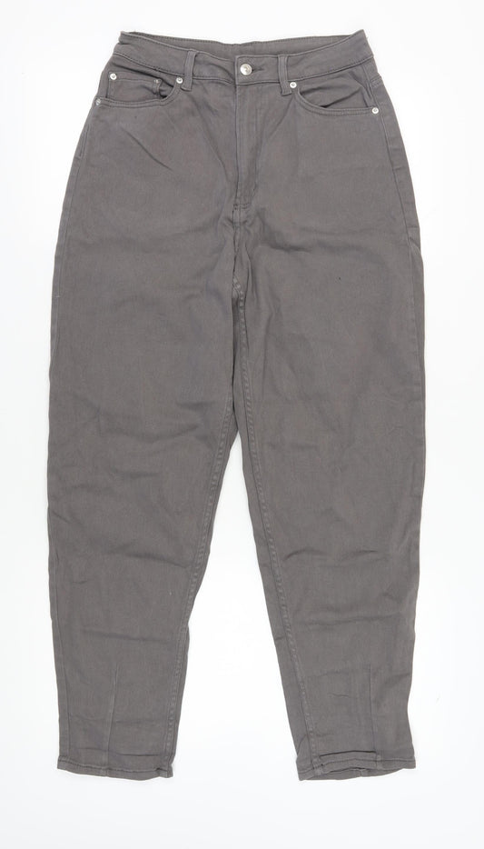 H&M Grey Women's Straight Jeans, Size 12, Comfortable Fit
