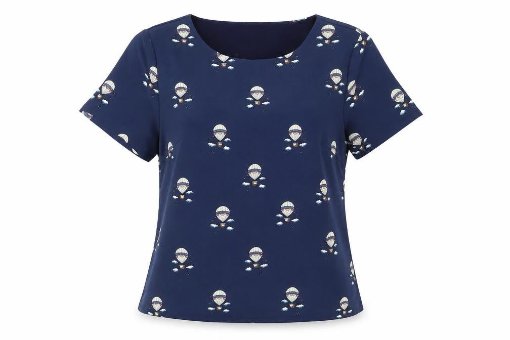 Sugarhill Boutique Women’s Blue Air Balloon T-Shirt Size 10