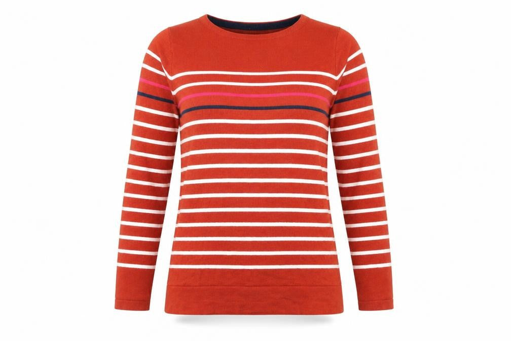 Kew 159 Women's Red Striped Pullover Jumper Size M