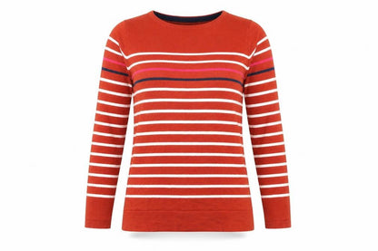 Kew 159 Women's Red Striped Pullover Jumper Size M