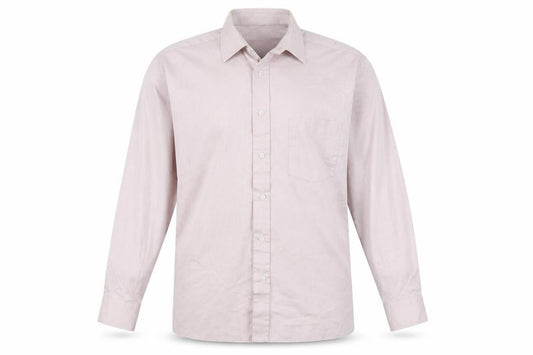 Peter England Mens Beige Long Sleeve Button-Up Shirt