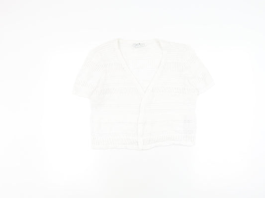 Amara Reya Women's White Open-Knit Cardigan M