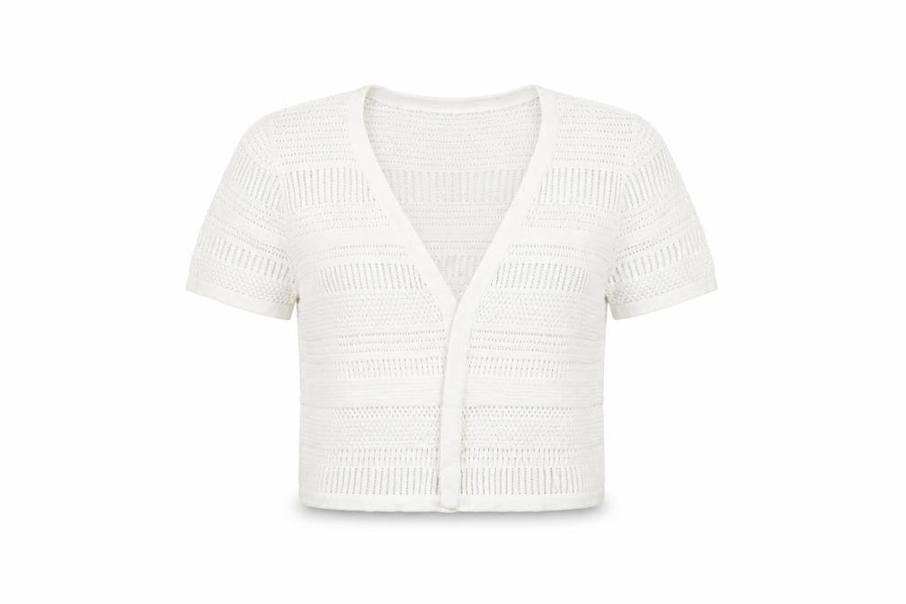 Amara Reya Women's White Open-Knit Cardigan M