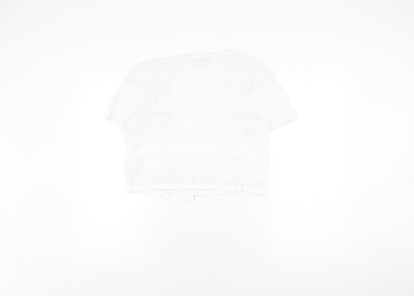 Amara Reya Women's White Open-Knit Cardigan M