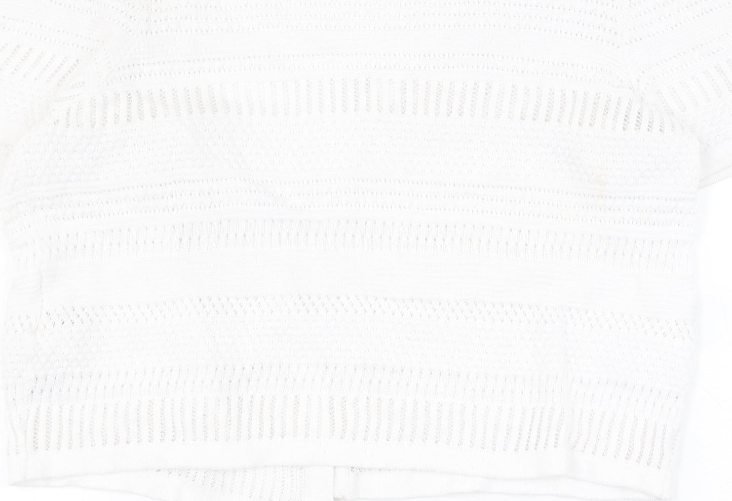 Amara Reya Women's White Open-Knit Cardigan M