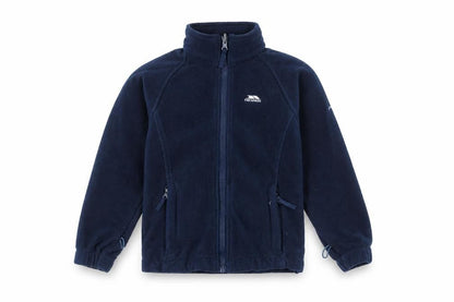 Front view of Trespass boys’ blue fleece jacket, full zip, 5-6 years