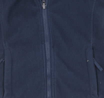 Close-up detail of Trespass boys’ blue fleece jacket, full zip, 5-6 years
