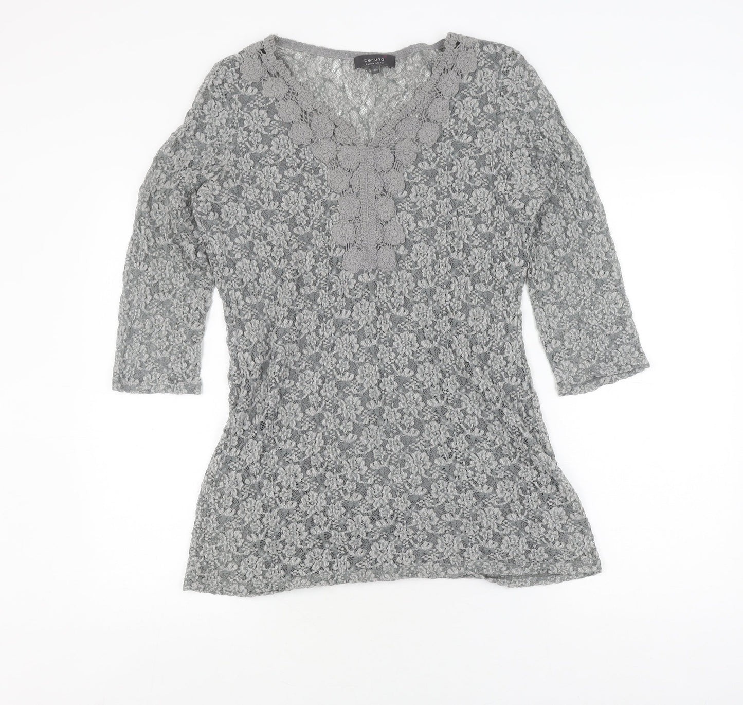 Marks and Spencer Grey Lace Tunic Blouse UK 10