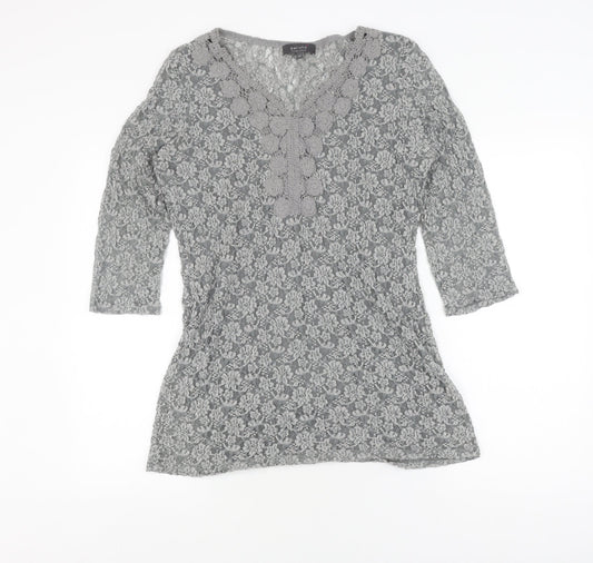 Marks and Spencer Grey Lace Tunic Blouse UK 10
