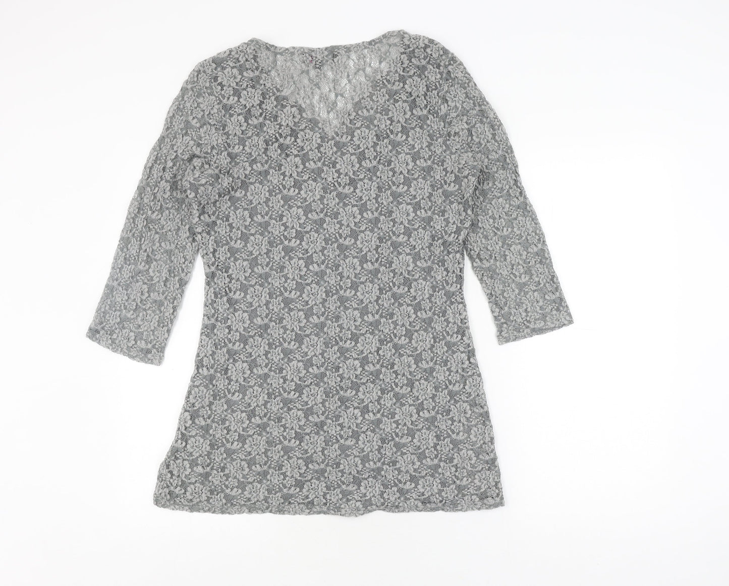 Marks and Spencer Grey Lace Tunic Blouse UK 10