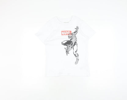 Front view of Trevo boys’ marvel spider-man white t-shirt 9-10 years