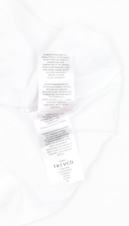 Brand and care label for Trevo boys’ marvel spider-man white t-shirt 9-10 years