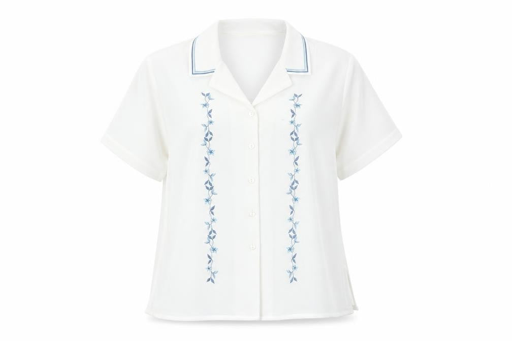 EWM Women’s Ivory Embroidered Button-Up Shirt
