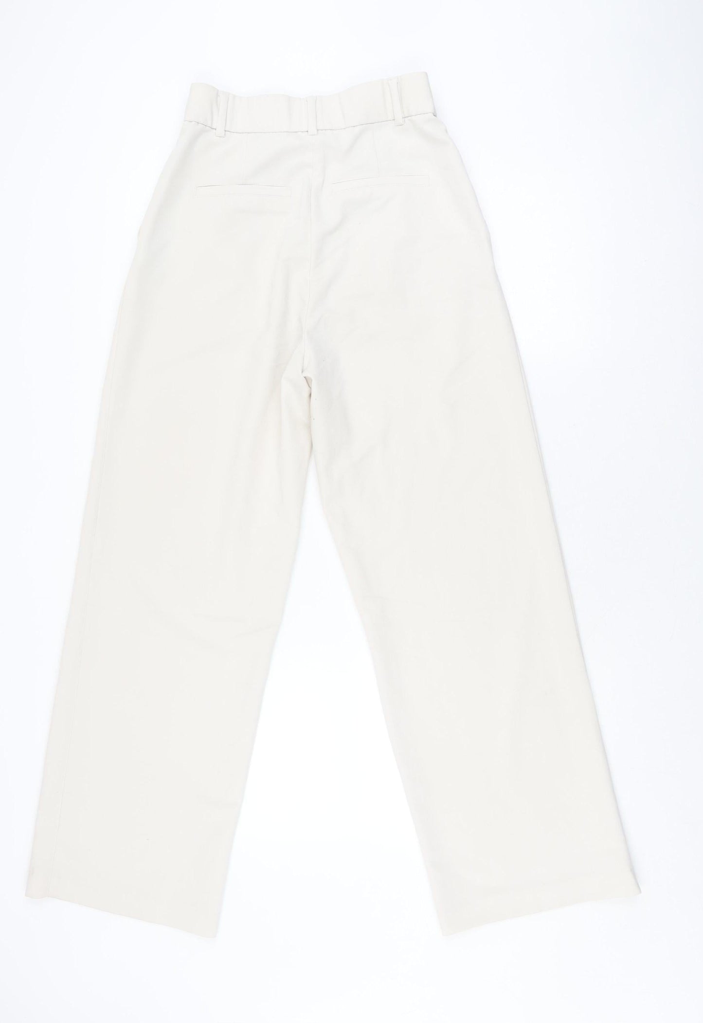H&M Ivory Women's Straight Elastic Waist Trousers Size 10