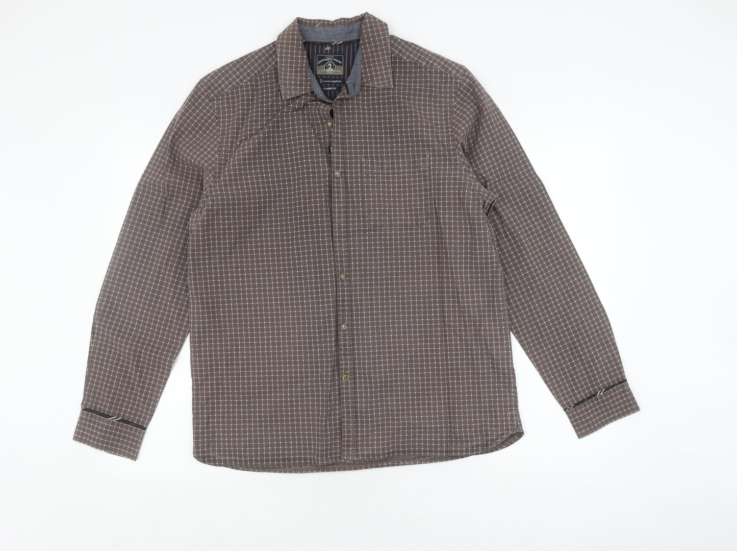 White Stuff Men's Brown Check Classic Button-Up Shirt