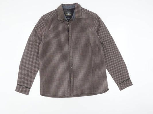 White Stuff Men's Brown Check Classic Button-Up Shirt