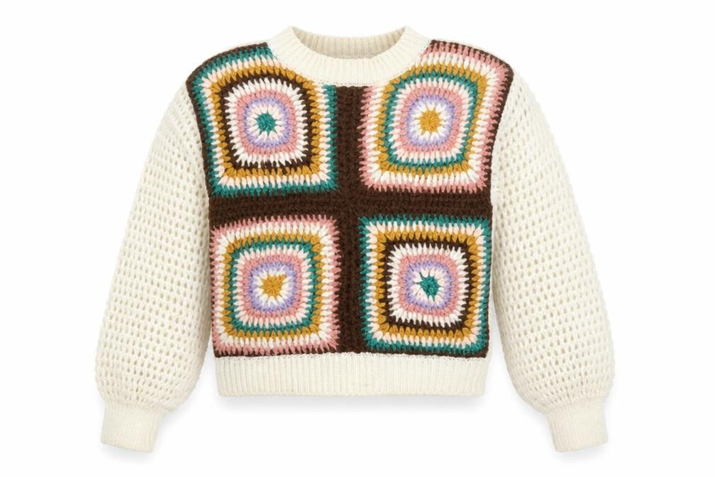 Zara Girls Multicoloured Patchwork Knit Jumper 13-14 Years