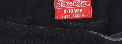 Close-up detail of Slazenger boys’ black track pants 9-10 years