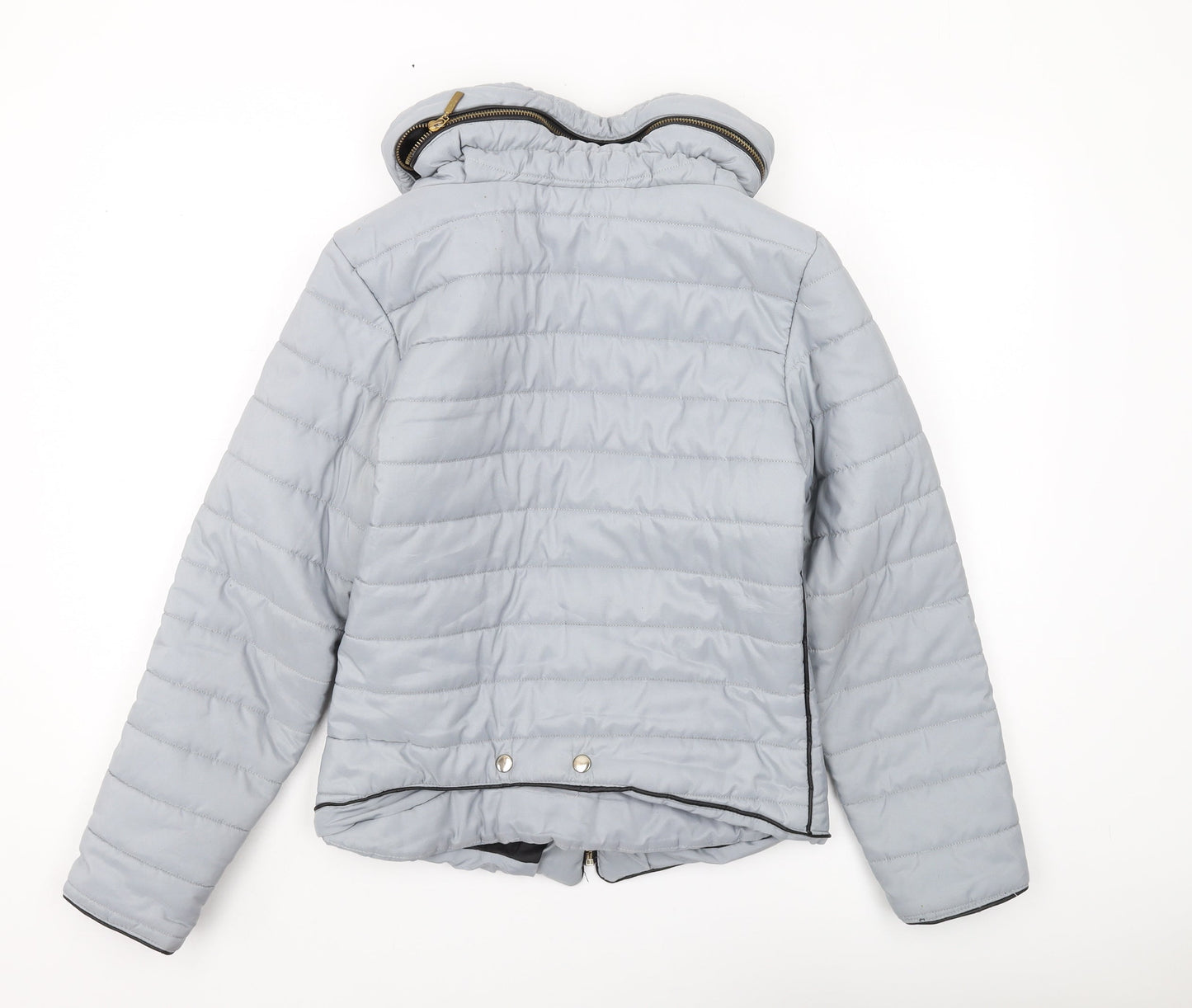 Women's Grey Puffer Jacket, Size S, Winter Hooded Coat