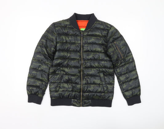 Bossini Boys Green Camouflage Bomber Jacket Size 22