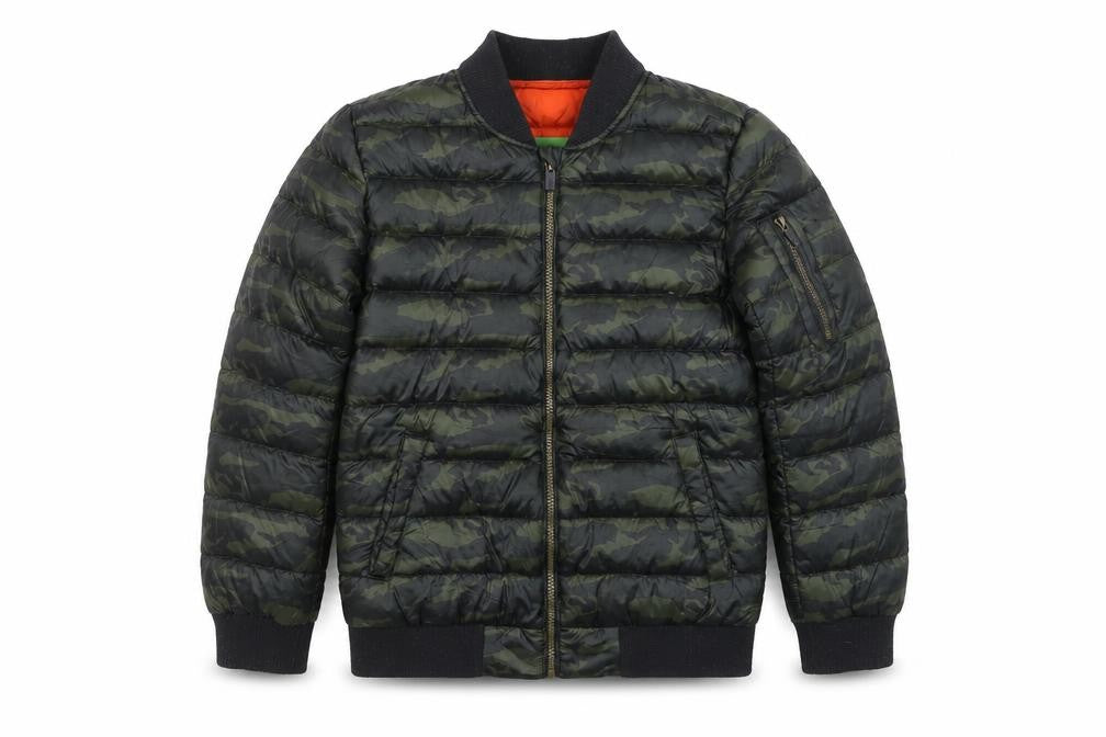 Bossini Boys Green Camouflage Bomber Jacket Size 22
