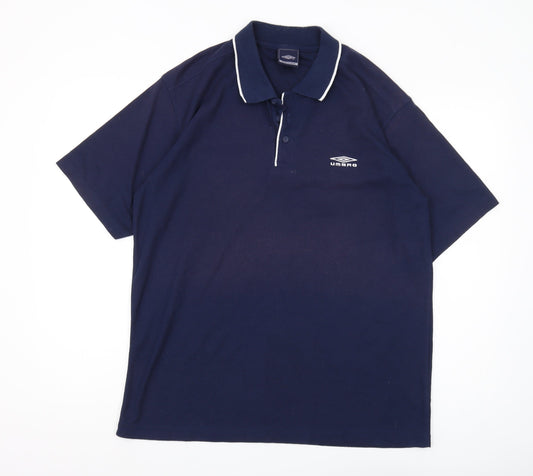 Umbro Men's Blue Short Sleeve Polo Shirt L