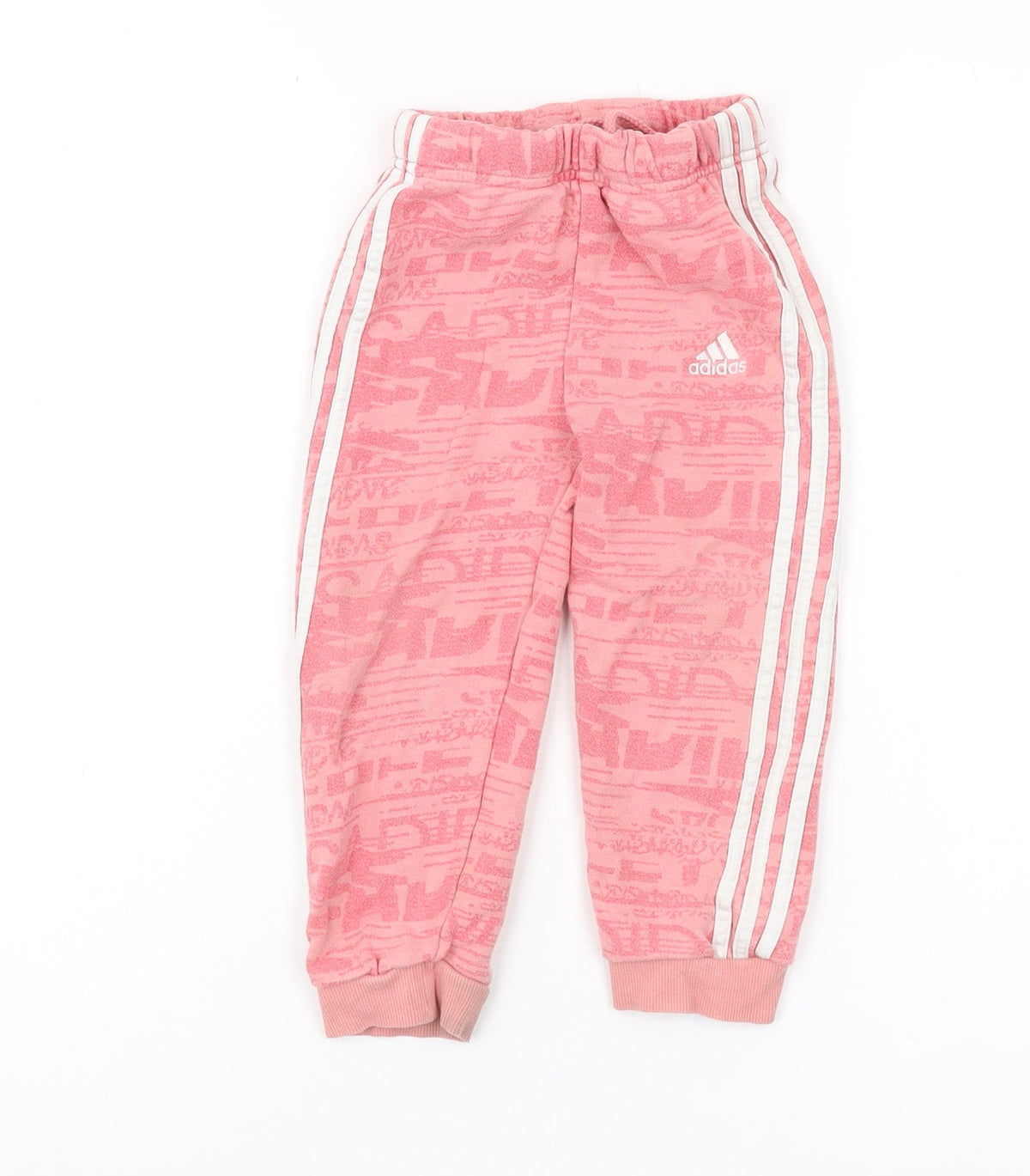 Additional front view of Adidas girls’ pink jogger trousers 2-3 years