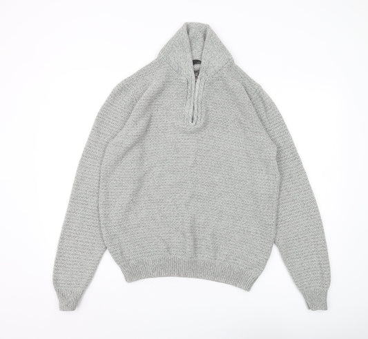 Marks and Spencer Men's Grey Medium 1/2 Zip Jumper