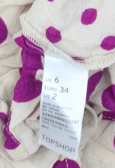 Topshop Women's Beige Polka Dot Tank Top, UK 6