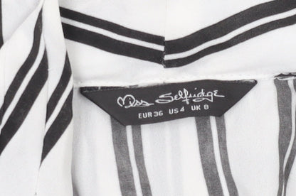 Close-up detail of Miss Selfridge Women's Striped Sleeveless Blouse, size 8