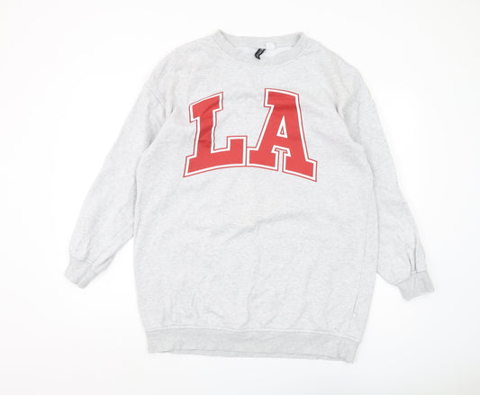 H&M Unisex Grey Logo Pullover Sweatshirt S