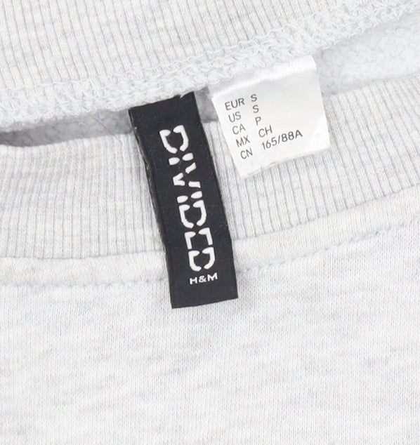 H&M Unisex Grey Logo Pullover Sweatshirt S