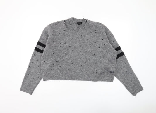 Topshop Women's Grey Crew Neck Pullover Jumper Size 14