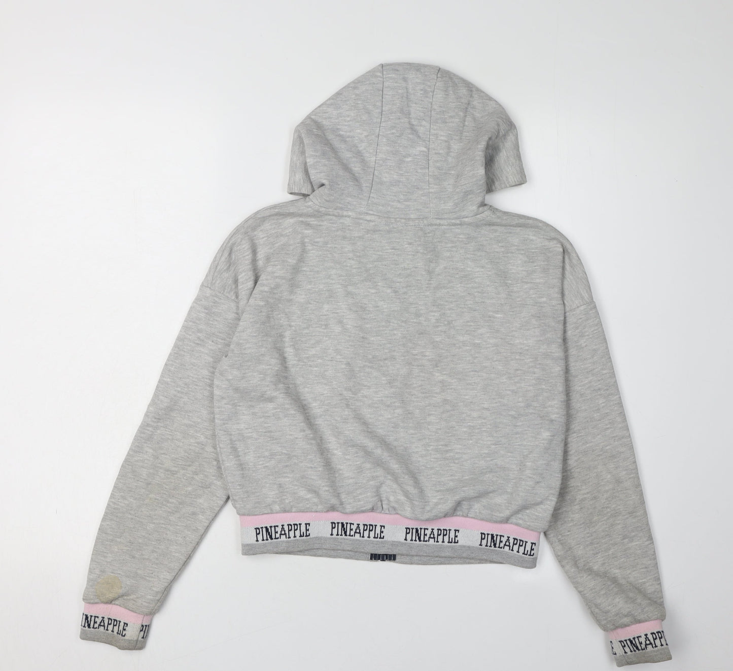 Pineapple Girls Grey Hoodie, Full Zip, Size 11-12Y, Logo Accent