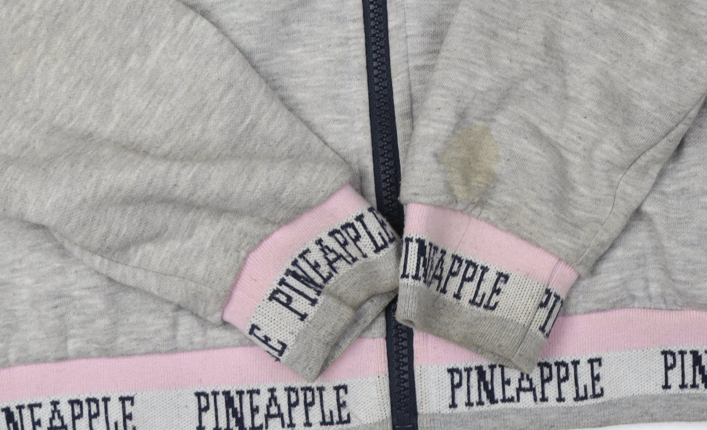 Pineapple Girls Grey Hoodie, Full Zip, Size 11-12Y, Logo Accent