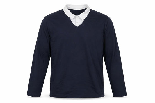 Peter Werth Men's Blue Long Sleeve Polo Shirt