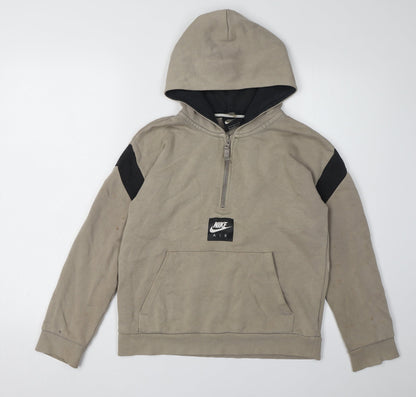 Additional front view of Nike girls’ beige pullover hoodie l - casual & comfortable