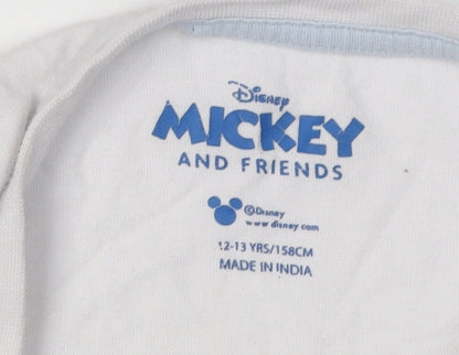 Close-up detail of Disney girls’ white t-shirt 12-13y mickey & minnie graphic