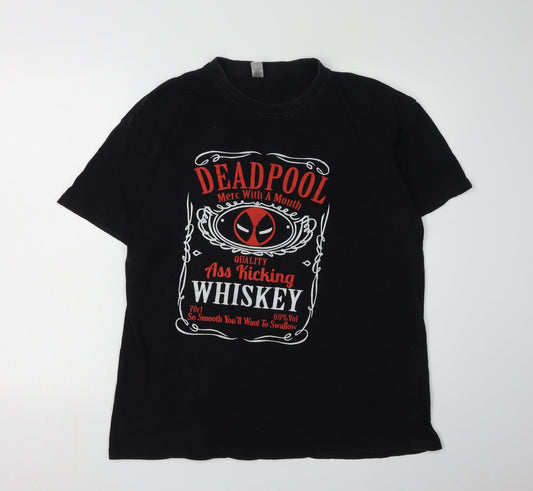 Club Men's Black XL Deadpool Graphic T-Shirt