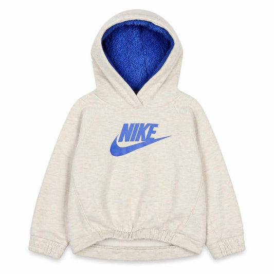 Front view of Nike boys’ beige hoodie pullover fleece lined, size 2, years