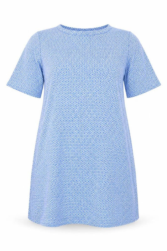 Cotton Traders Women's Blue Geometric Dress, Size 24