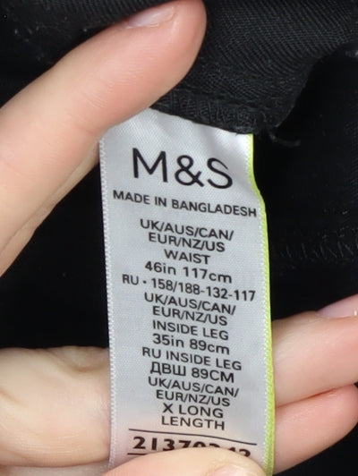 Preloved Marks and Spencer Men's Black XL Straight Trousers - Label