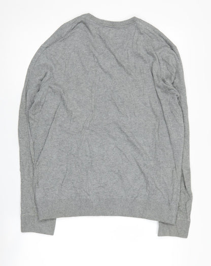 Gap Men's Grey V-Neck Cotton Pullover Jumper M