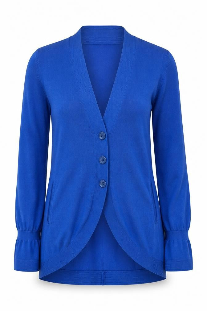 BCBGMAXAZRIA Women's Blue Merino Wool Cardigan XS