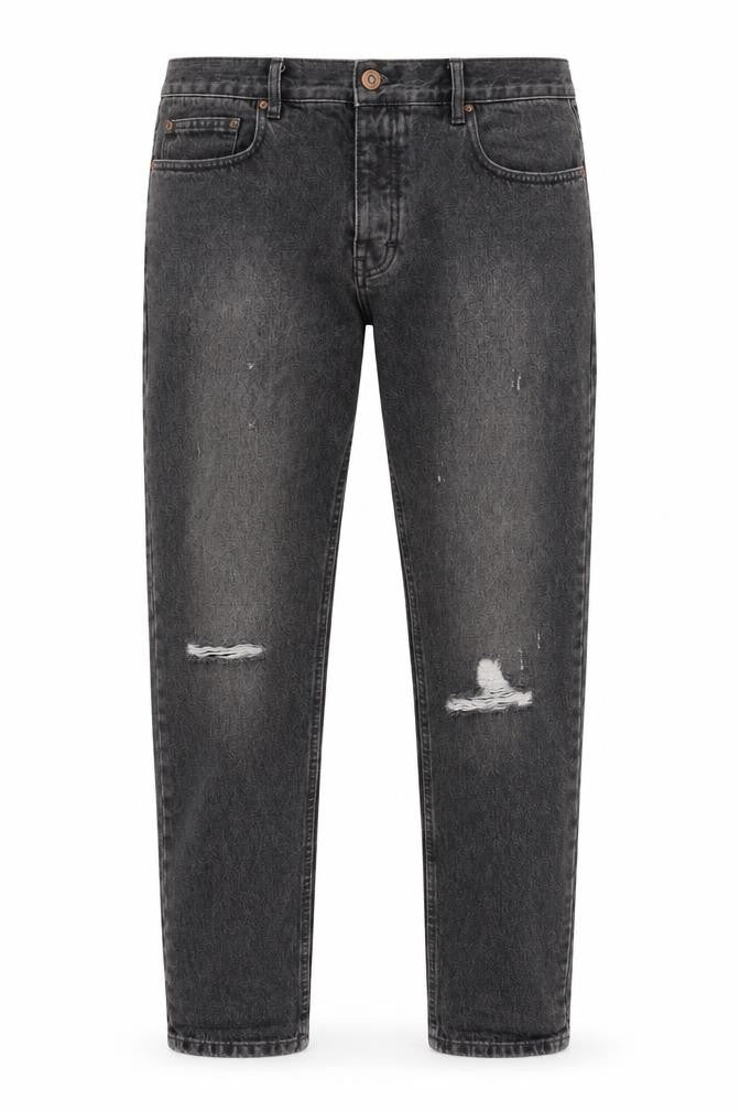 Next Men's Slim Black Jeans, L Size, Distressed Style