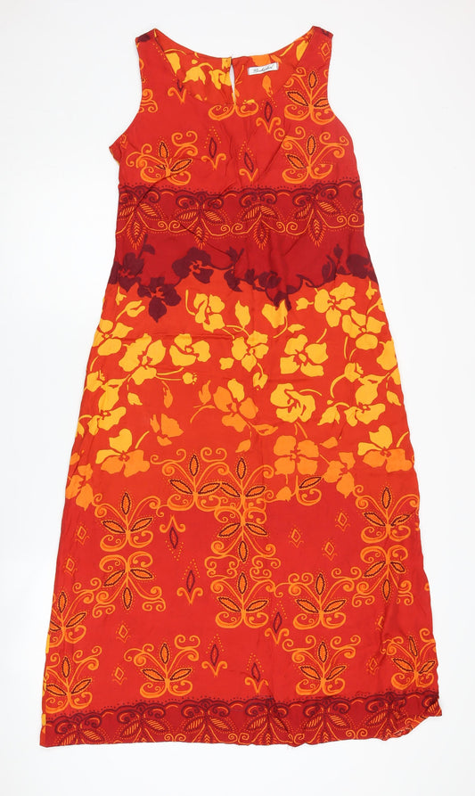 Berketex Women's Red Floral Midi Shift Dress, Size 12