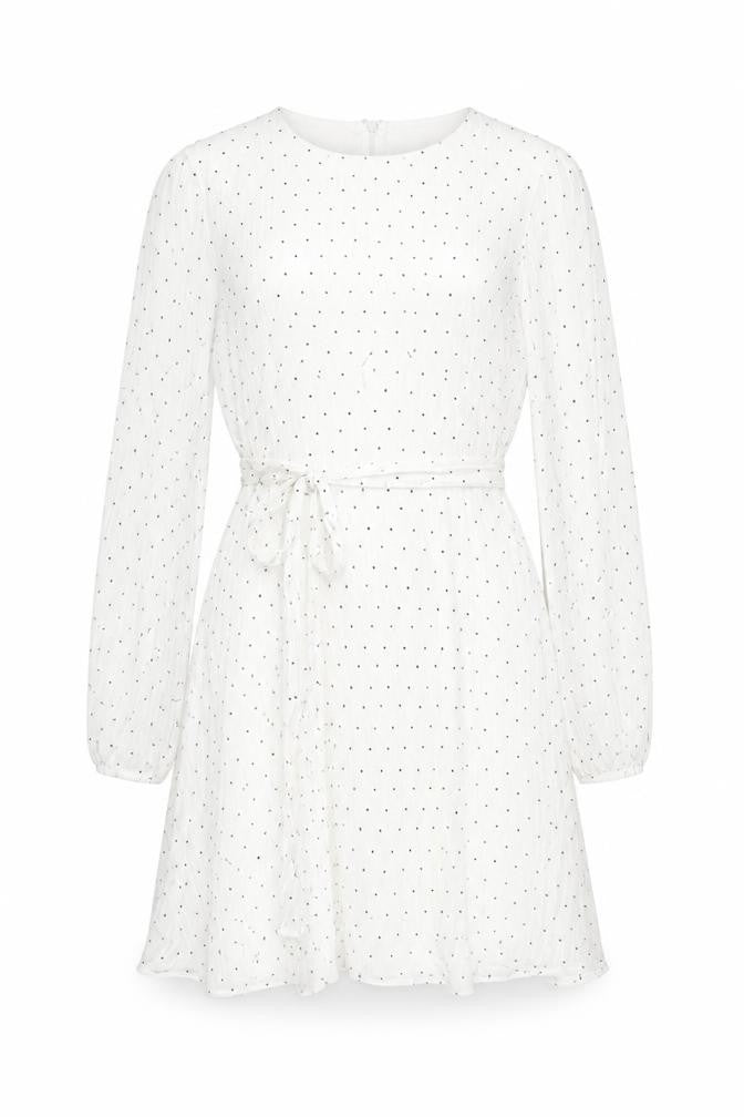 Y.A.S Women's White Midi Dress - L, Polka Dot Fit & Flare