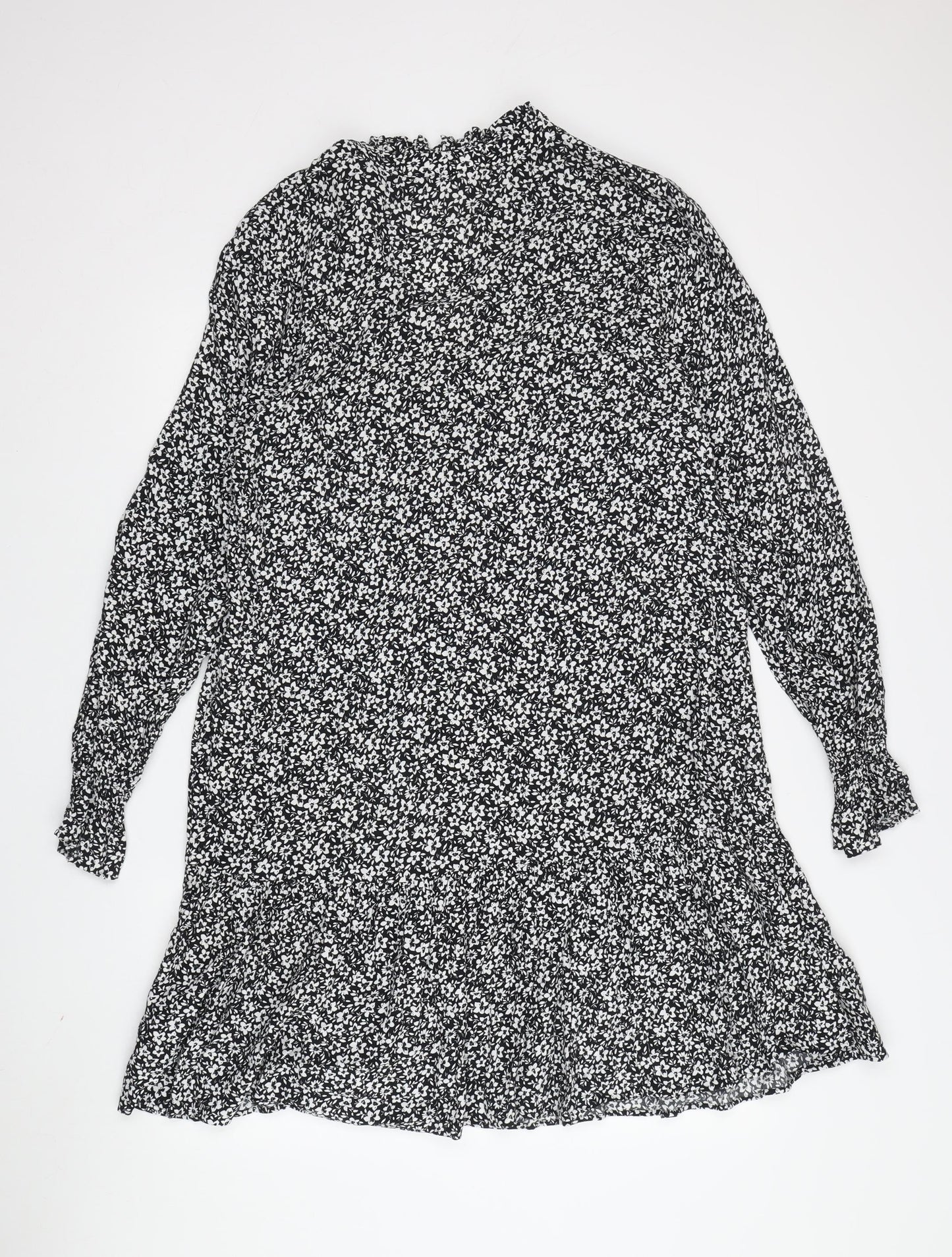 Marks and Spencer Floral Shift Dress, Size 12, Black