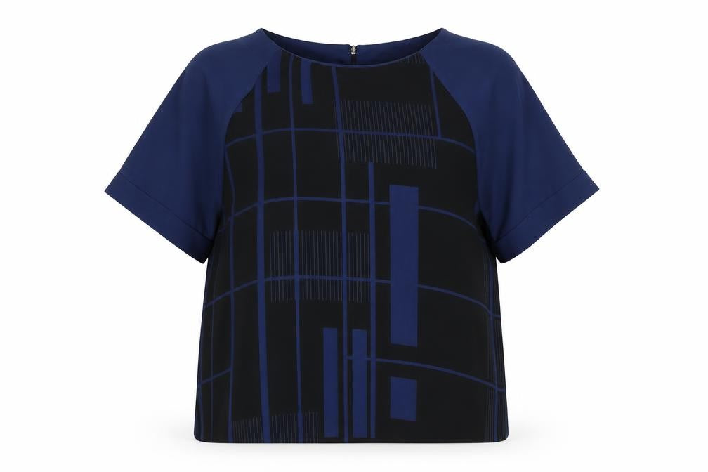 Next Women's Geometric Blouse - Size 14, Black/Blue