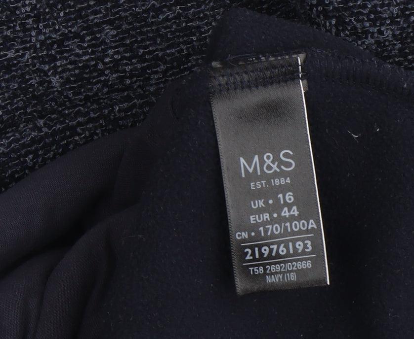 Marks and Spencer Women's Blue Tweed Jacket Size 16